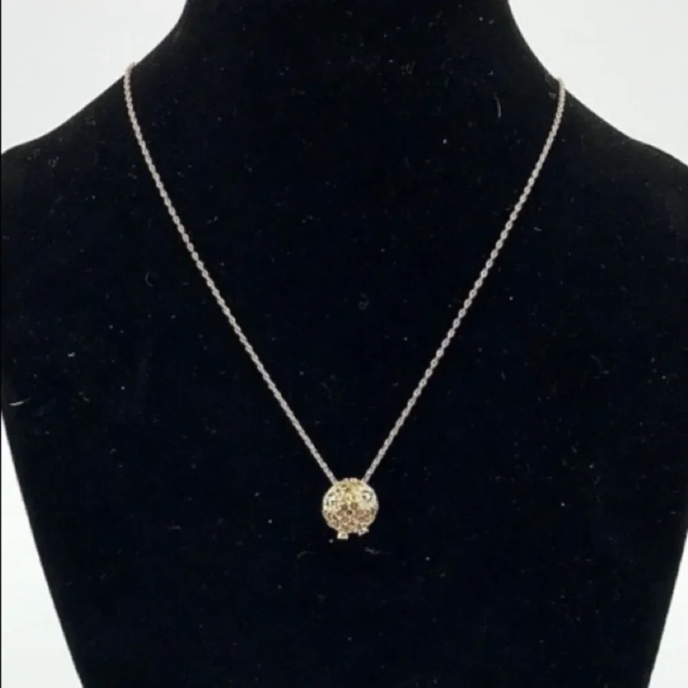 Fossil Necklace Rhinestone Mini Owl Slide Charm Brass